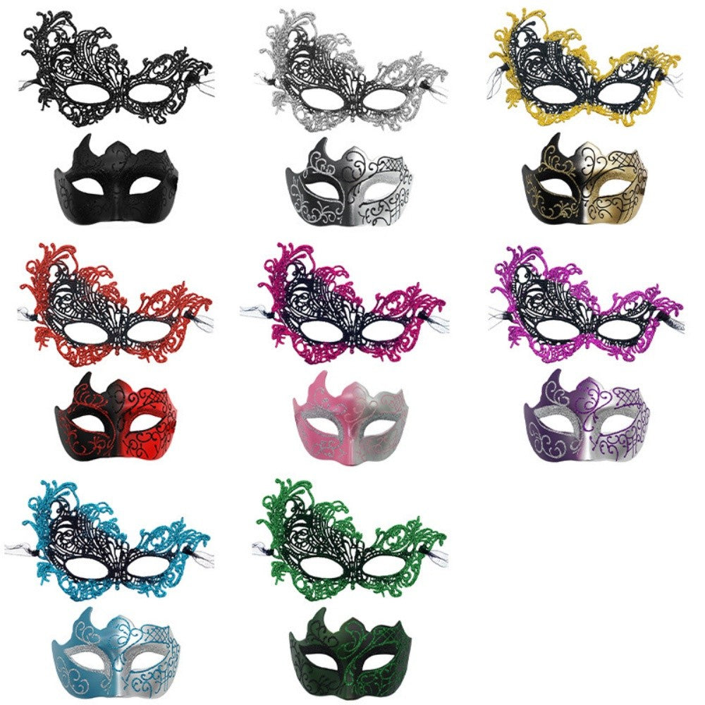 2PCS/set Couple Masks Lace Women Mask Men Painted Half Face Mask Eye Mask Set Party Masquerade Wedding Decoration Costume Prom