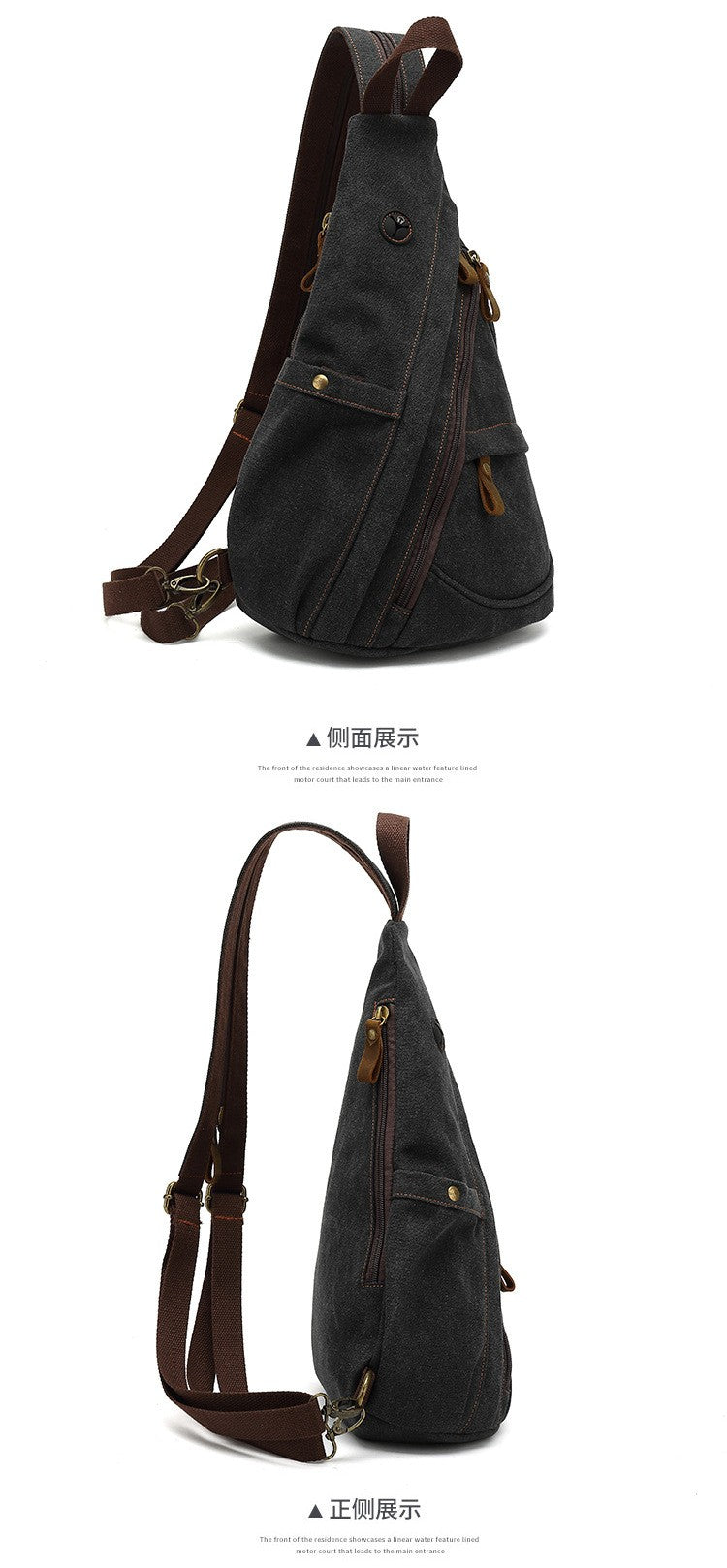 2024 new men's canvas chest bag large capacity leisure men's bag Single Shoulder Messenger Bag multi functional back backpack