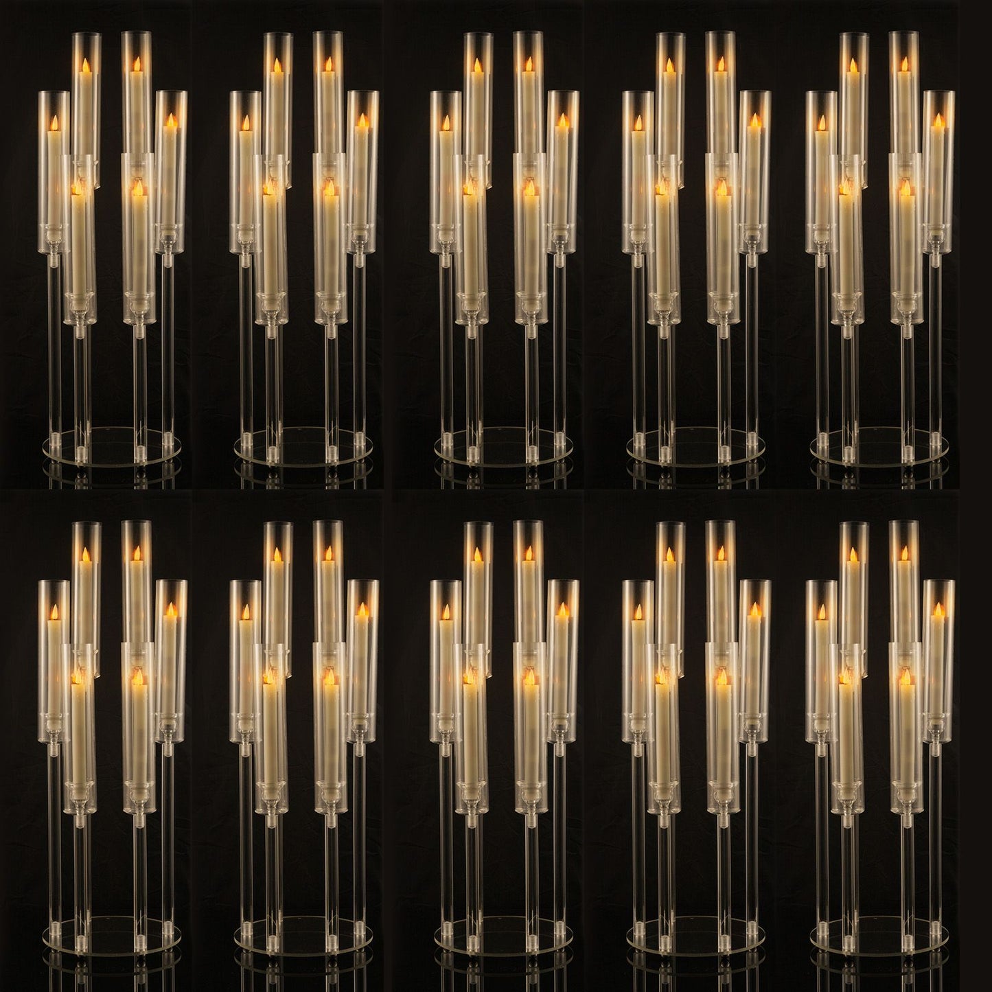 10 Pcs Clear 6-Arm Candelabra Taper Candle Holder Wedding Party Dining Table Banquet Christmas Event Decoration