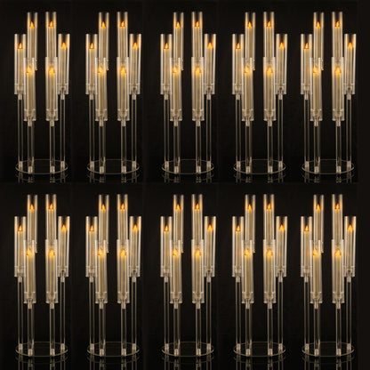 10 Pcs Clear 6-Arm Candelabra Taper Candle Holder Wedding Party Dining Table Banquet Christmas Event Decoration