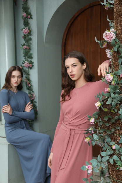 AS 2025 summer ribbing closed-fit wrap tops + Aline dress high Stretch matching