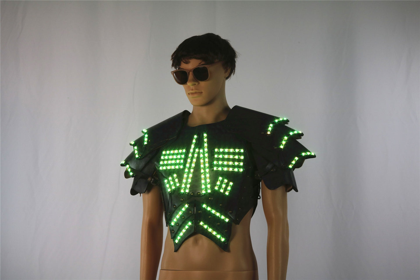 Men's Luminous Clothing Night Show Props Halloween LED Luminous Armor Stage COSPLAY Fluorescent Party Vest