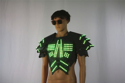 Men's Luminous Clothing Night Show Props Halloween LED Luminous Armor Stage COSPLAY Fluorescent Party Vest