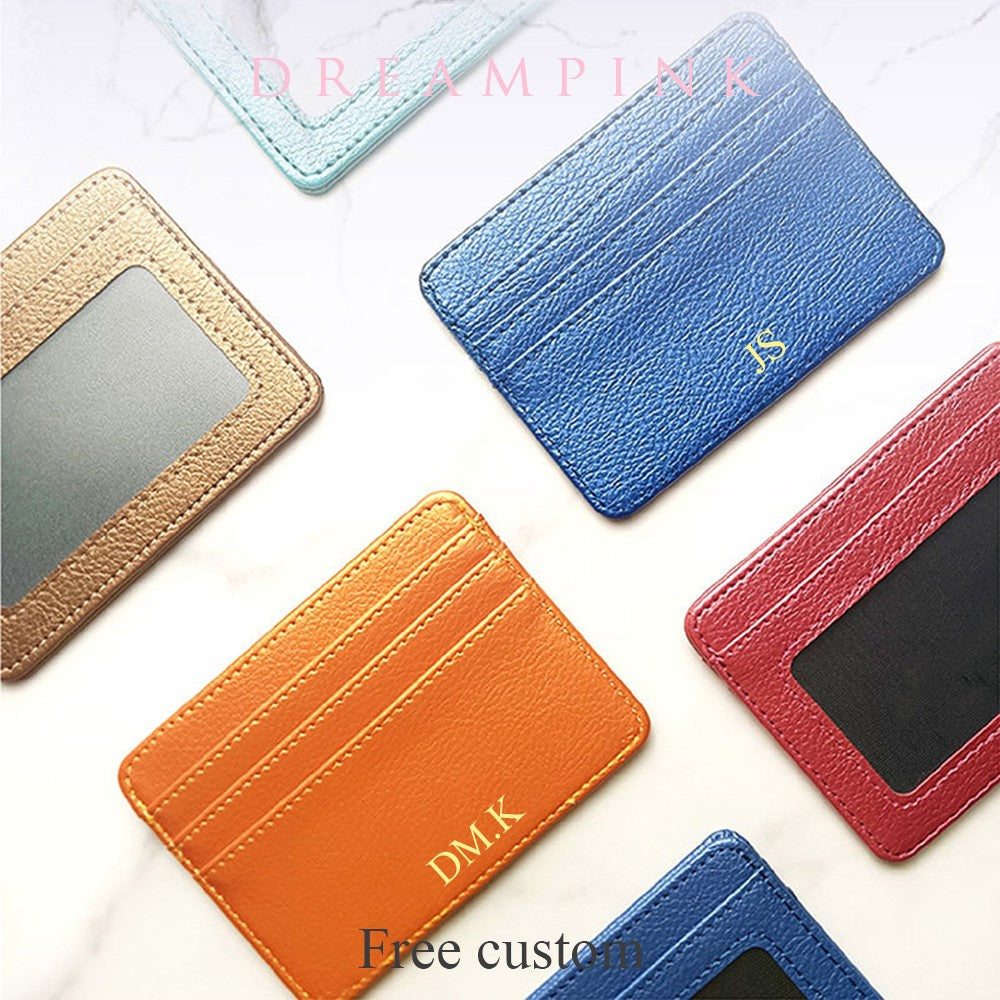 Custom Name ID Card Holder Fashion Slim Women Personalize Initials Mini Credit Card Wallet DIY Men Gift Engrave Logo Cardholder