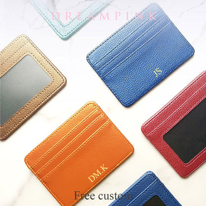 Custom Name ID Card Holder Fashion Slim Women Personalize Initials Mini Credit Card Wallet DIY Men Gift Engrave Logo Cardholder