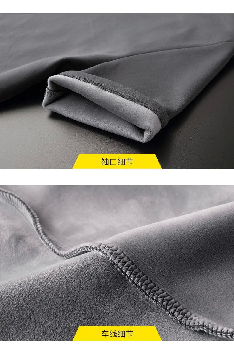 Men Thermal Underwear Tops Fleece Thickened Short Sleeve T-Shirt Keep Warm Tees O-neck Solid Bottoming Shirt Thermo Pullover