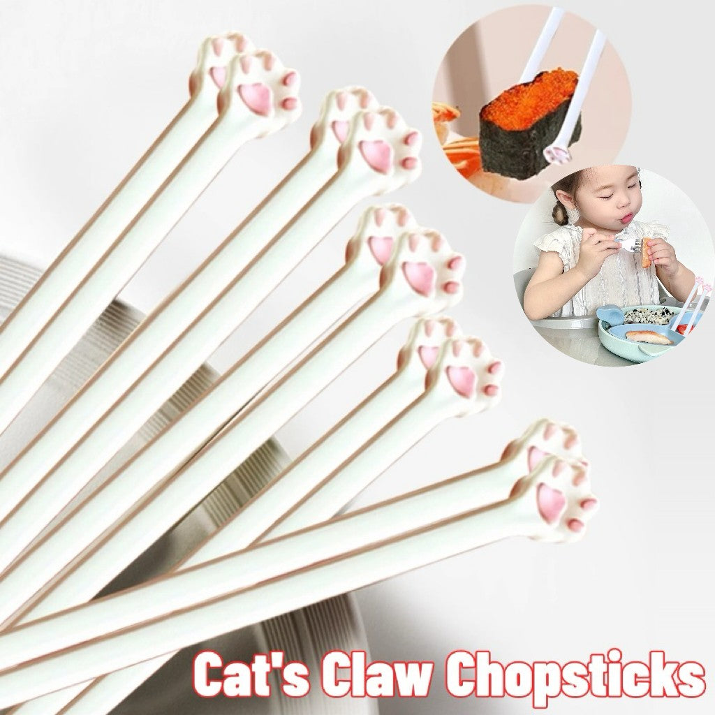 Novos pauzinhos com formato de pata de gato para bebês, crianças e iniciantes, com alta praticidade. Fixador antiderrapante, auxiliar para a alimentação do bebê, louça de jantar, cozinha.