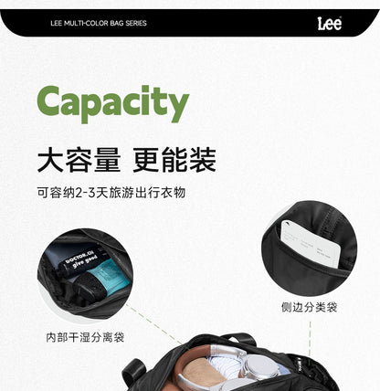 LEE Dry Pocket Sports Fitness Gym Bag for Women Men Large Capacity Waterproof Oxford Duffel Luggage Travel Bag Shoe Compartment