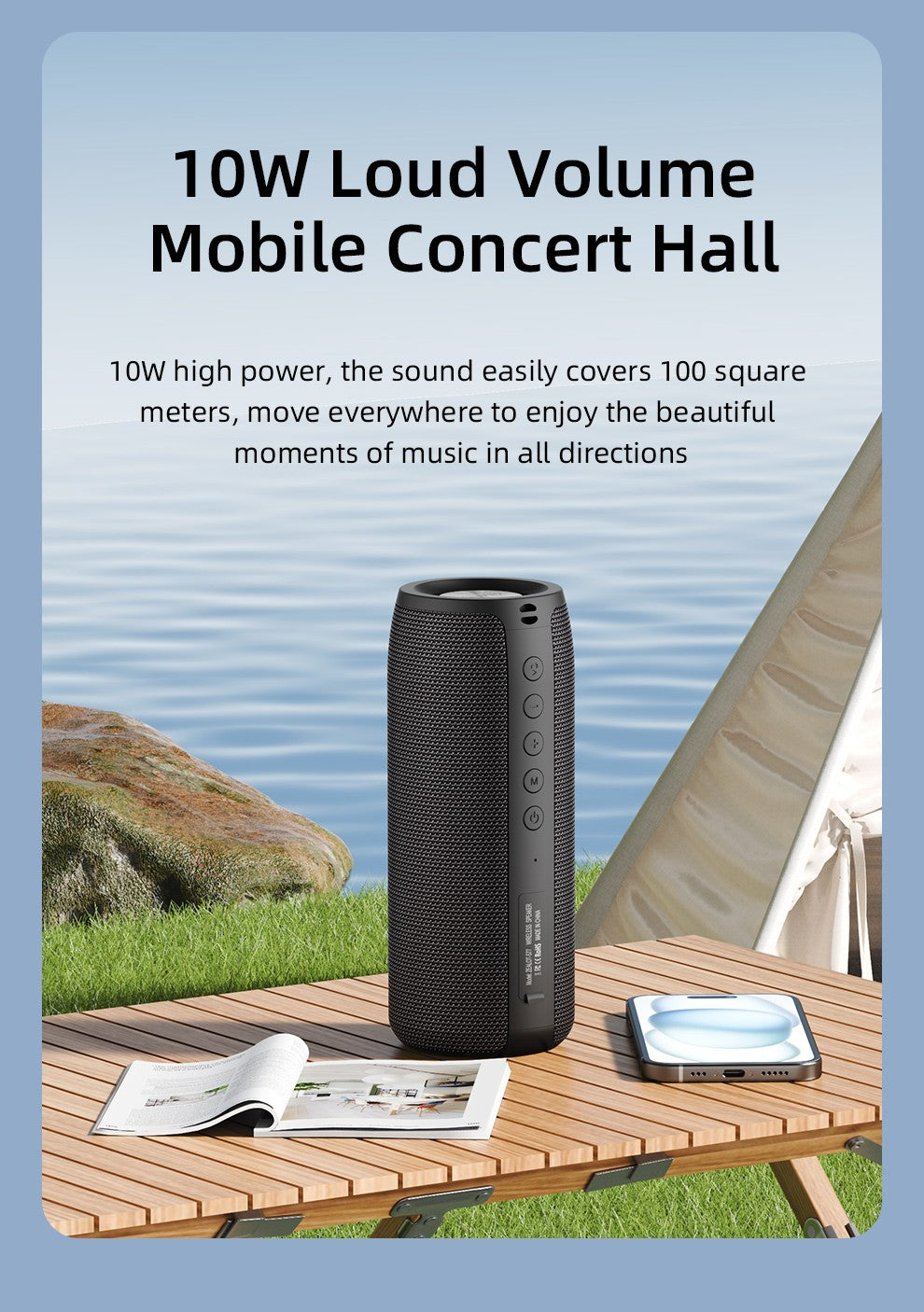 ZEALOT-S51 TWS Alto-falante Bluetooth Portátil Subwoofer de Graves Sem Fio Alto-falantes Externos À Prova D'água Caixa de Som Subwoof Suporte TF