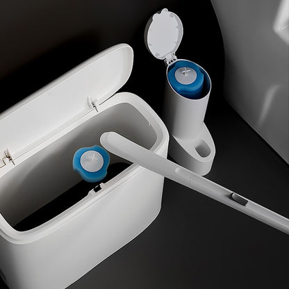 Wall-mounted Disposable Toilet Brush Cleaner with 8/16/24PCS Brush Head Bathroom Long Handle Cleaning Brush Toilet Accessories