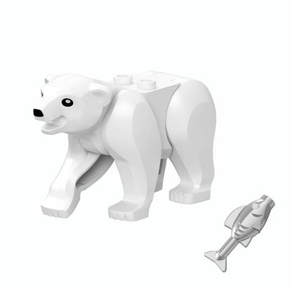 MOC Zoo Animal Building Block Accessories Set  Elephants Camel Deer Medieval Wolves Dinosaur Bricks Tyrannosaurus Model Toy