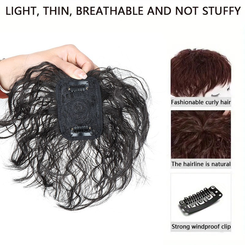Extensão de cabelo sintético de 6 polegadas com clipe, touca curta encaracolada, peruca respirável leve, aumenta o volume do cabelo