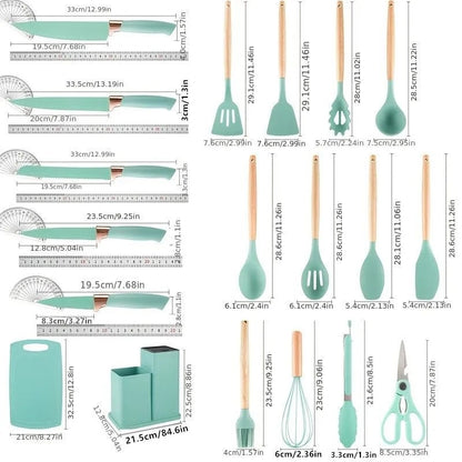 19 conjuntos de facas de cozinha com suporte, conjunto de facas de cozinha profissionais de aço inoxidável de alto carbono, presentes de feriado
