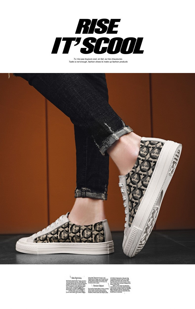 New Shoes for Men Genuine Leather Patchwork Casual Shoes Trend Flat Skateboard Shoes Youth Cool Lace-up Sneakers