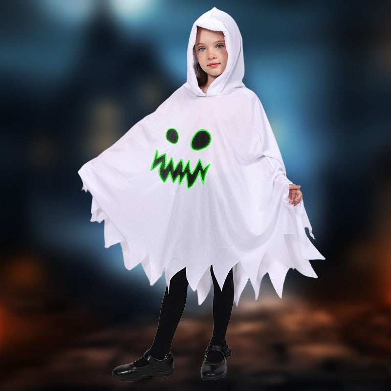 New Halloween Adult Funny Cape White Ghost Cloak Glowing cloak in the darkness Cosplay Costume Masquerade Carnival Cloak