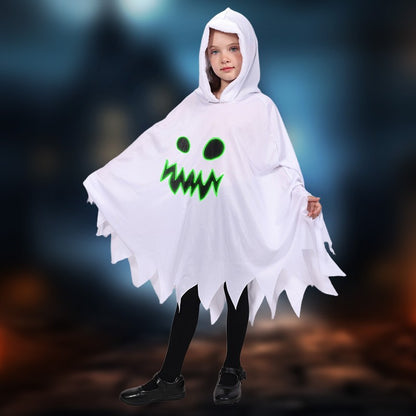 New Halloween Adult Funny Cape White Ghost Cloak Glowing cloak in the darkness Cosplay Costume Masquerade Carnival Cloak