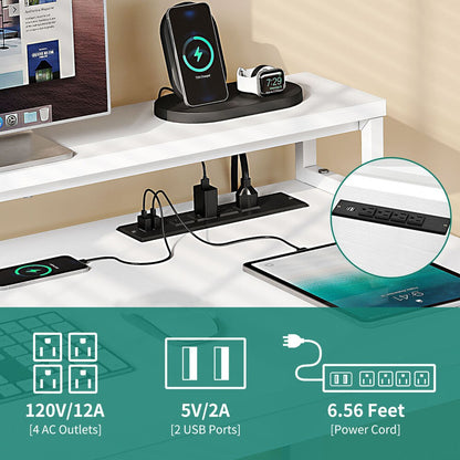 Mesa de computador para jogos em L com gavetas para arquivos para escritório em casa
