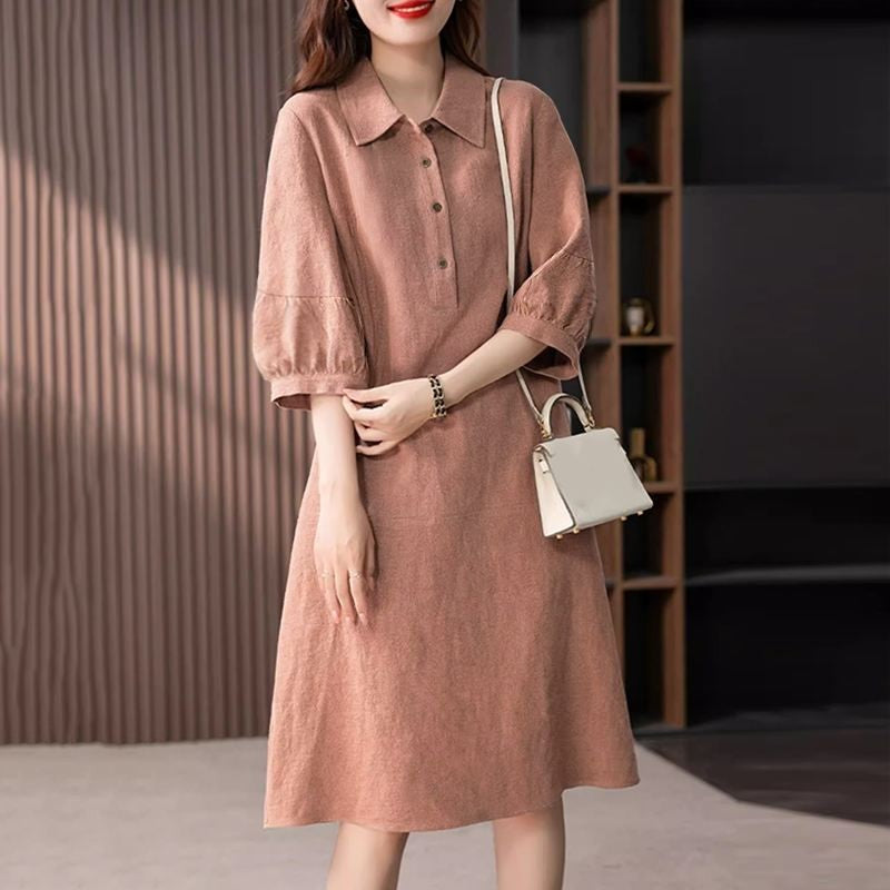ZANZEA Women Cotton Shirt Dress 2024 Summer Lapel Neck Dresses Korean Office 3/4