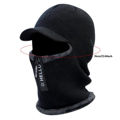 Novos Homens Inverno Quente Lã Chapéu Outdoor Proteção Orelha Chapéus Quente Grosso Bicicleta Gorro de Malha com Cachecol Viseiras à Prova de Vento