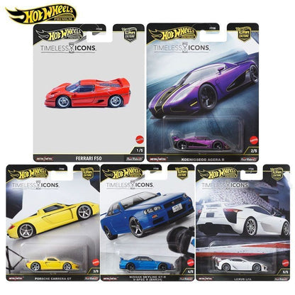 100% Original Hot Wheels Timeless Icons Mix 5 1:64 Ferrari F50 Porsche Carrera Gt Chassis Conversion Collectible Car Toys