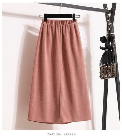 Women's New Style High-Waist Plus Size Skirts Elastic Waist Solid Wrap Buttocks Autumn Winter 2025 Versatile Straight Leg Skirt