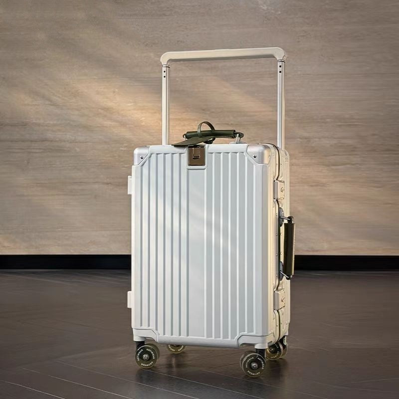 Mala de Viagem com Estrutura de Alumínio e Alça Larga, Rodas Giratórias Silenciosas Coloridas e Trava TSA, Mala de Carrinho de Grande Capacidade