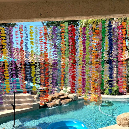 10/20/50pcs Hawaiian Flower Wreath Necklace Summer Tropical Birthday Party Decoration Luau Wedding Artificial Flower Garland Lei