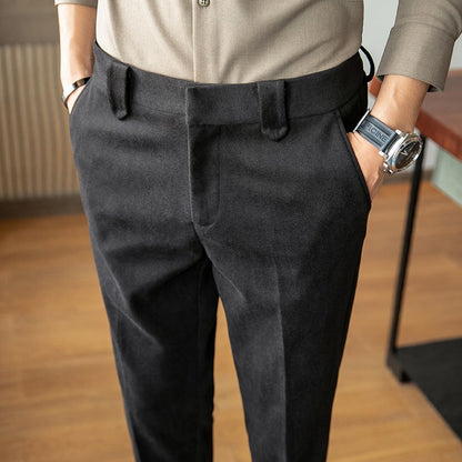 New Autumn Men's Gray Pants, Fashion Casual Trousers, Asian Size 28-36 Slim Suit Pantalon for Men