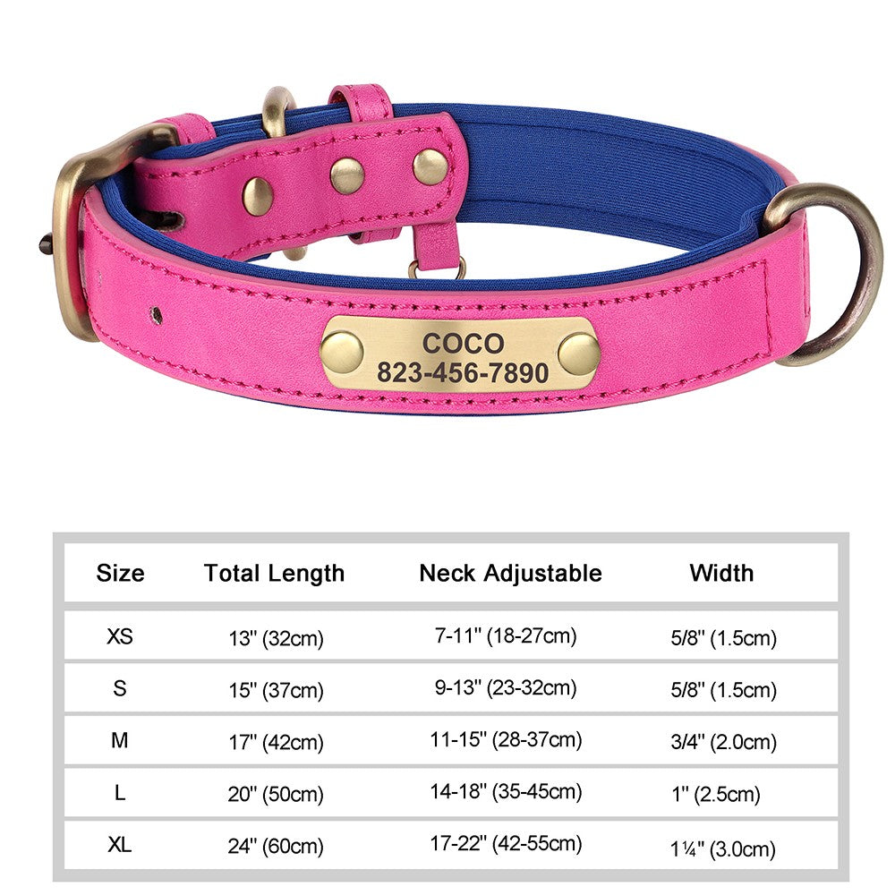 Coleira de Cachorro Personalizada com Gravação Grátis em Couro PU para Cães Pequenos, Médios e Grandes