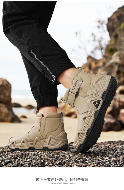 Men's casual sports shoes, high-top breathable outdoor hiking and mountaineering shoes, men's travel walking shoes