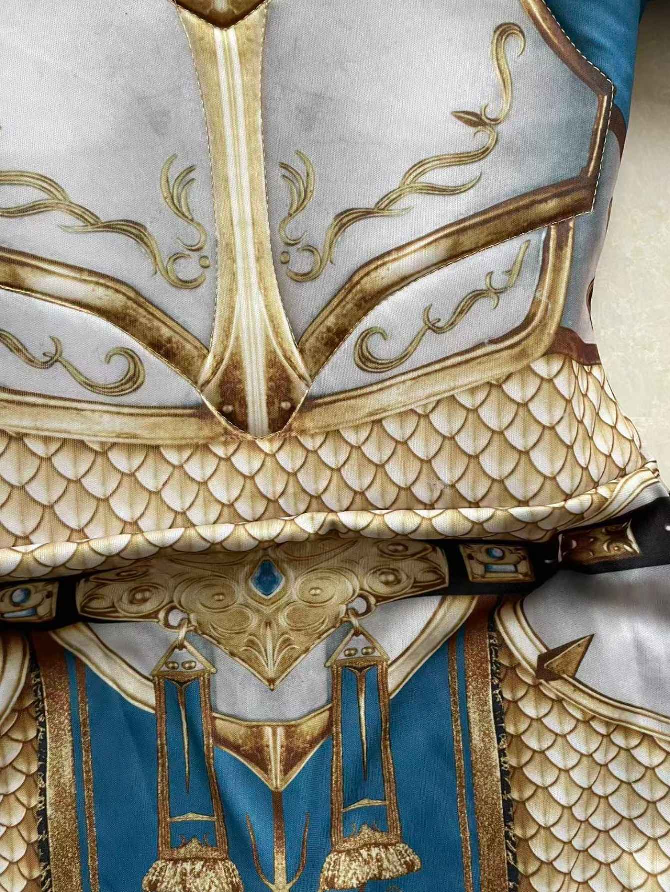 Kids knight armored jumpsuit with printed armor patterns for themed party and role-play activities