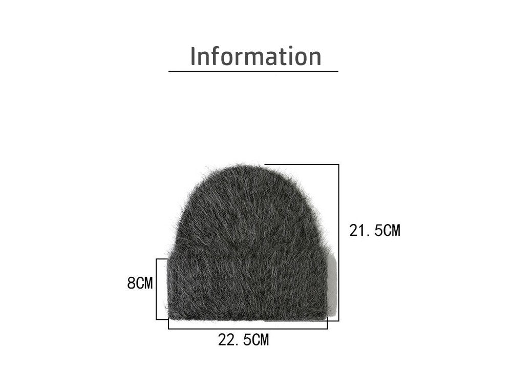 Gorros de Lã de Alpaca Fofos Femininos, Chapéu Quente de Malha, Gorro de Inverno, Cor Sólida, Outono Inverno
