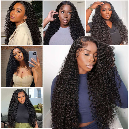 Extensões de Cabelo com Clipe Ondulado de Água Cabelo Humano Real Cacheado Profundo com Clipe para Mulheres 8 Peças 120G Extensões de Cabelo Humano Remy Brasileiro