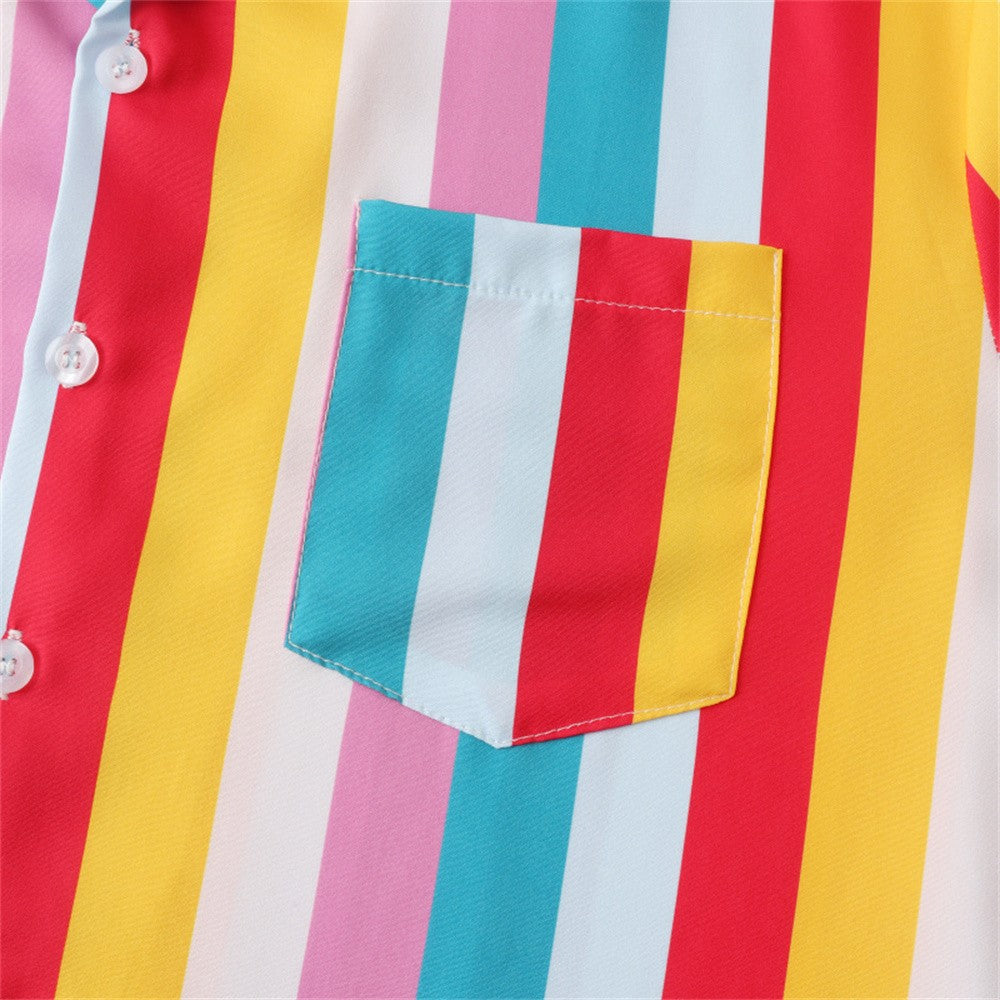 Summer Men Stripe Casual Shirts Hawaiian Beachwear Streetwear Fashion 3d Print Short Sleeve Holiday Imported Clothing Floral