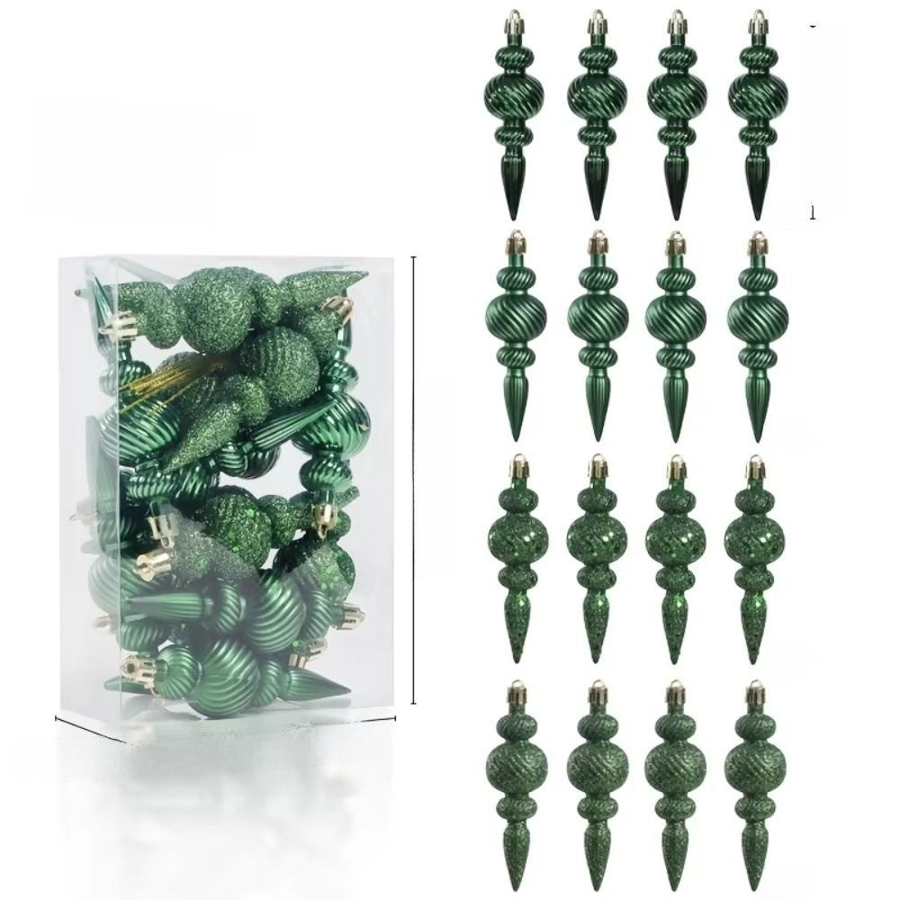 16Pcs 16Pcs/Box Christmas Hanging Balls Special Shaped Gold Powder Xmas Tree Party Decorations with Hanging Rope