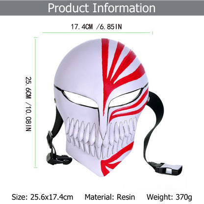 Anime Bleach Kurosaki Ichigo Mask Cosplay Prop Ichigo Hollow Masks Halloween Party Costume Thickened Resin Material High Quality