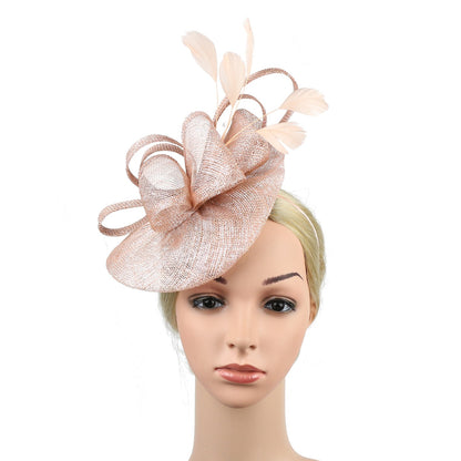 Chapéu Fascinator Feminino Pillbox Kentucky com Pena Derby Sinamay Fascinator Tiara Chapéu Fascinator para Chá para Coquetel