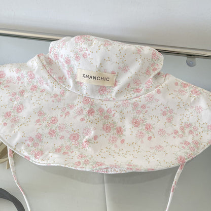 Floral Bucket Hats For Women Drawstring Fishermen Hat Female Foldable Sun Protection Hat Outdoor Beach Mountain Camp Visor Caps