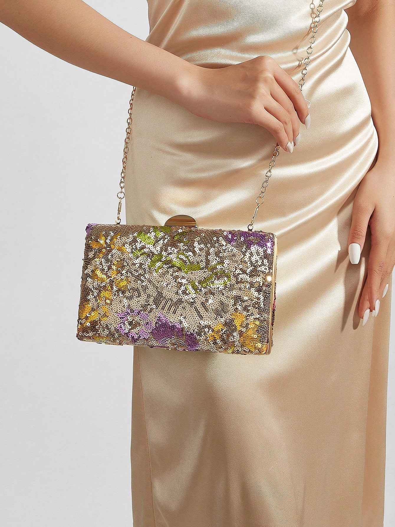 Women's Bag Trend 2025 New Chinese Style Embroidery Glitter Sequins Evening Bag Luxury Designer Clutch Bag Wedding Banquet Dress