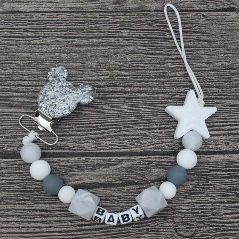 Baby Personalised Name Silicone Pacifier Clips Chain Wholesale 1Pcs Baby Nipple Pacifier Chain Cartoon Shape Holder