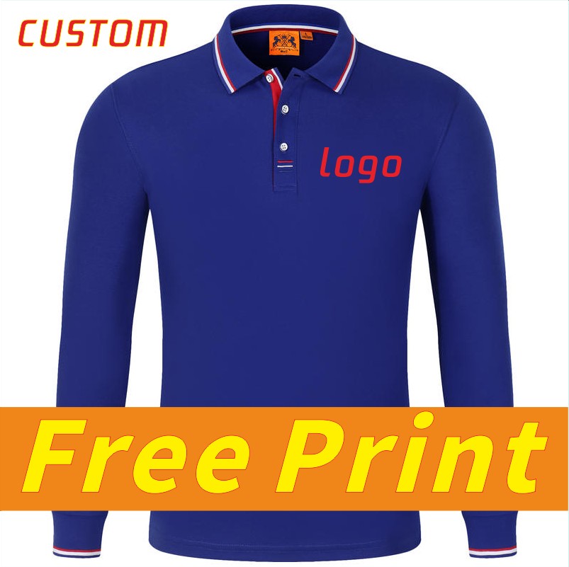 Men's and women's breathable cotton long sleeved polo shirts, T-shirts, printed logos, embroidered work clothes, customized