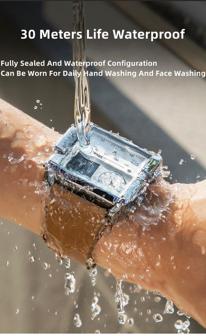 Mark Fairwhale Luxury Quartz Watches Men Fashion Brown Leather Strap Clock Military Waterproof Square Electronic WristWatch 2023