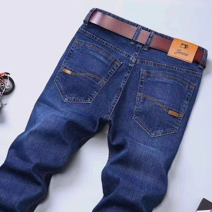 2025 New Spring Fashion Men's Jeans Business Casual Stretch Straight Denim Trousers Classic All Match Male Brand Clothing