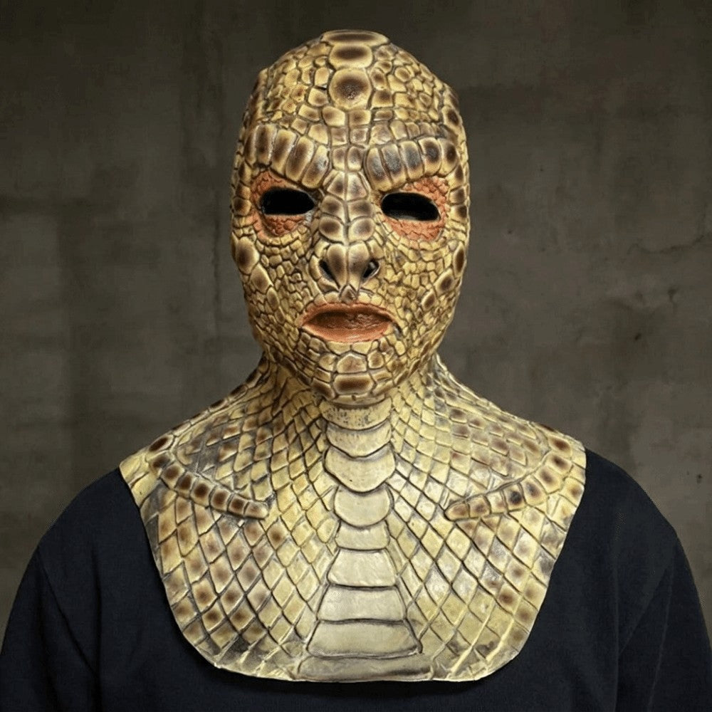 Lizard Man Realistic Snake Monster Mask Soft Reptile Texture Full Face Mask Latex Scary Snake Skin Headgear Adult Unisex