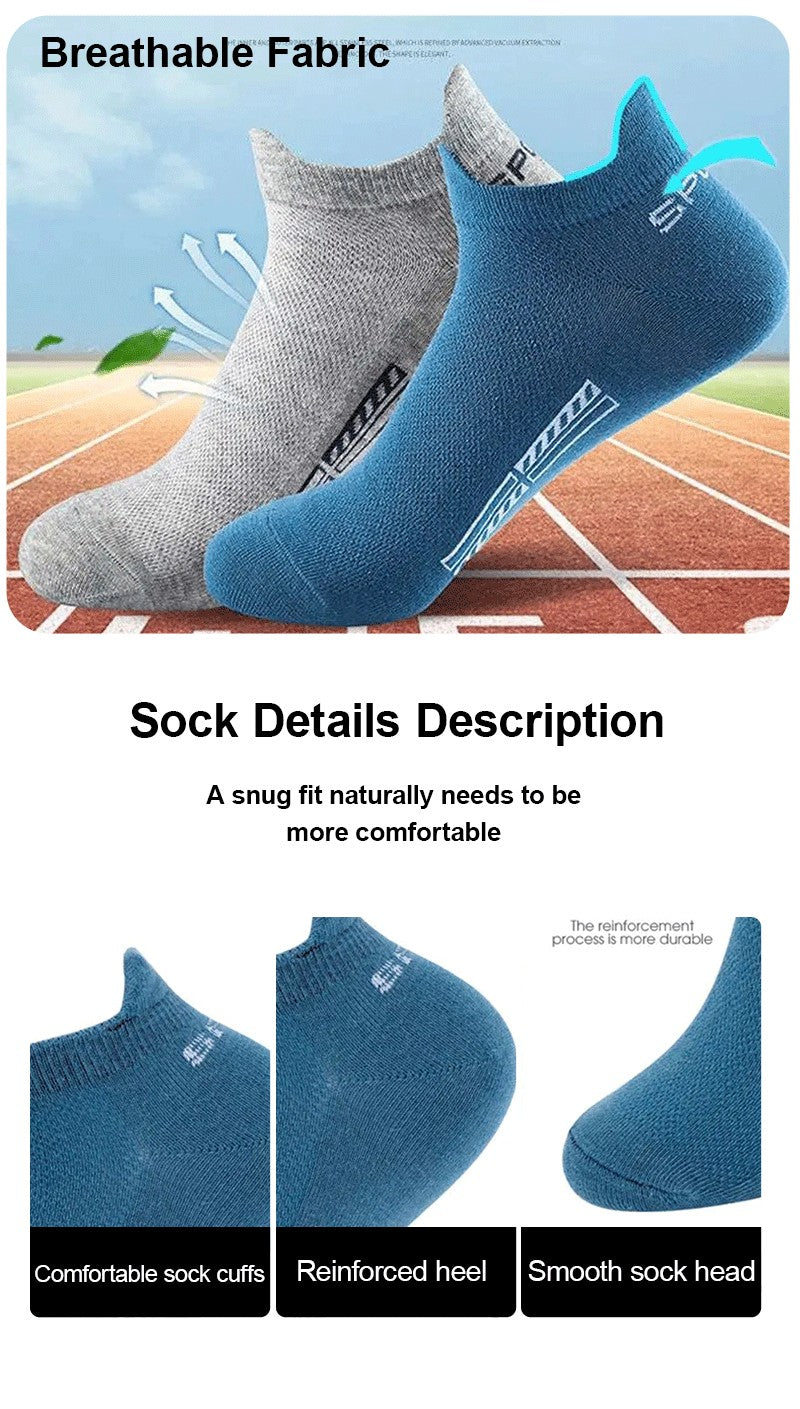 5 Pairs Men's Socks High Quality Women's Low Cut Round Neck Ankle Socks Sports Mesh Breathable Summer Autumn Men's Boat Socks
