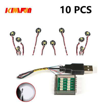 10PCS 0.8mm Pin RGB LED Building Blocks USB Lamp DIY Street Light City Electric Decorate 1X1 Brick Toy Compatible All Brands