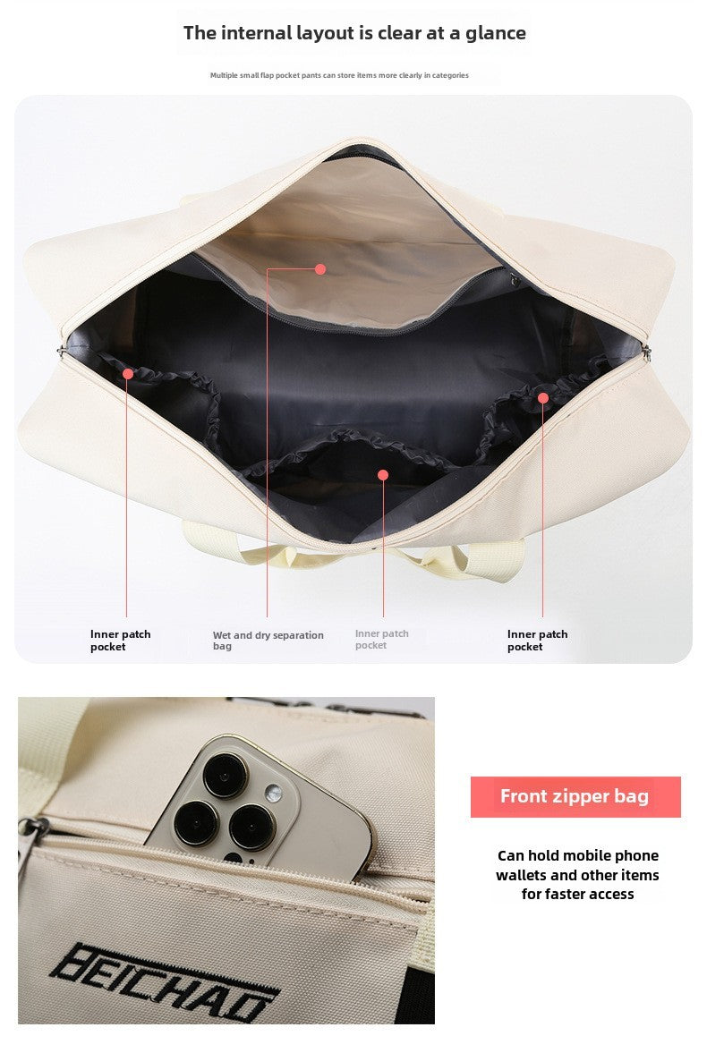 Expandable Travel Duffle Bag for Women, Sports Handbag, Fitness Bag, Large Capacity, One Shoulder Weekend Overnight Bag