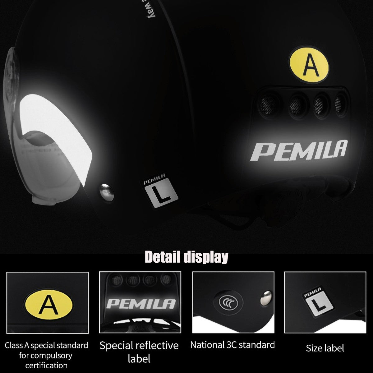 Capacete de Ciclismo PEMILA Com Lente de Óculos Proteção de Orelha Adesivo Refletivo Capacete de Bicicleta MTB Bicicleta de Estrada E-Bike Capacete de Bicicleta Para Adultos