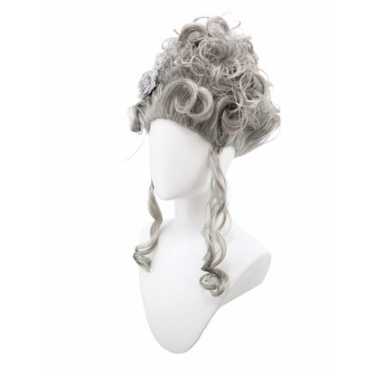 Pink Fluffy High-Top high quality Synthetic Wig | Queen's Hairstyle with Feather Flowers | Wig for Queen Cosplay