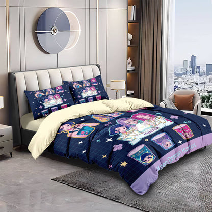 Kpop Demon Hunters Huntrix Bedding Set - Single to King Size, Anime Print Duvet Cover Sets for Adult Bedrooms